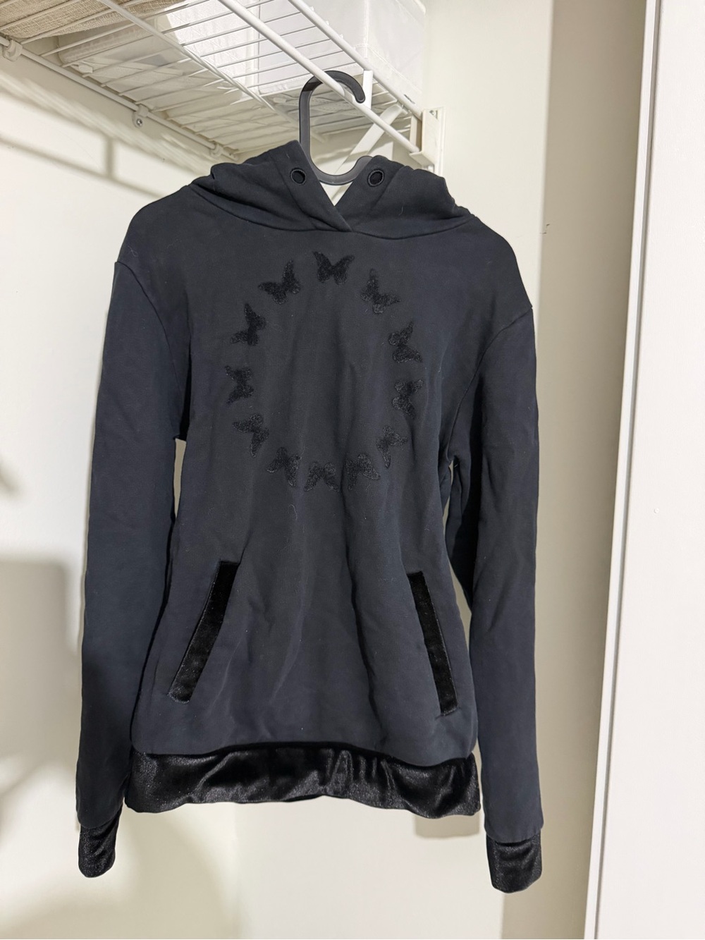 Kids Black Butterfly Hoodie Jacket